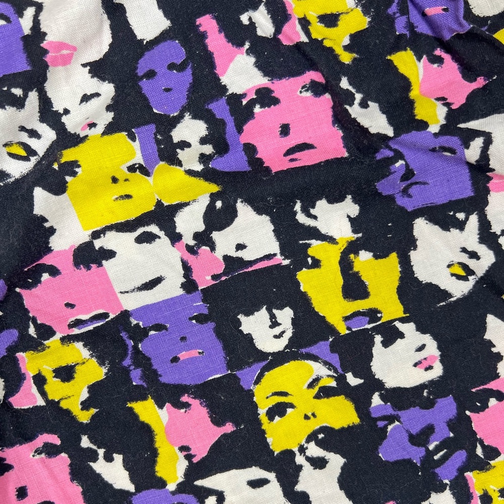 1990s Pop Art High Waist Shorts Long Cuff Rolled Short Warhol Graphic T Shirt 90 - Picture 12 of 17
